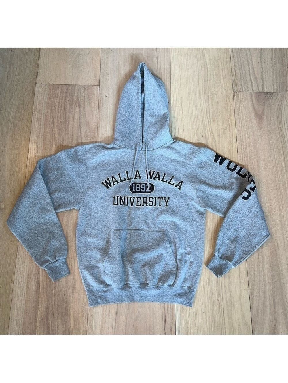 Walls Walla University Wolves Gray Champion Hoodie Size Small